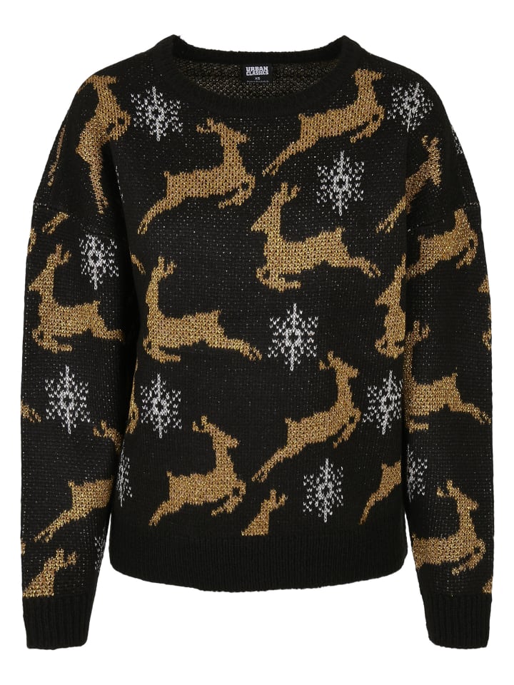 Crew Neck Jumper in black/gold