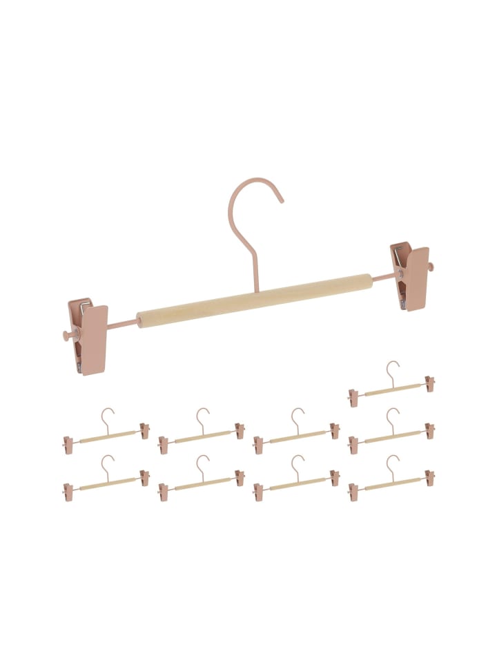 10x Hosenbügel in Rosa/ Natur - (B)30,5 x(H)11,5 x(T)3