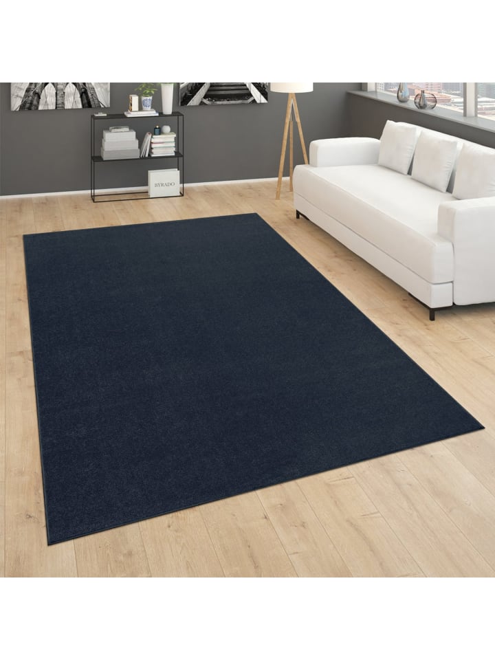 Waschbarer Teppich waschmaschinenwaschbar Unifarben Küche, Flur in Marineblau