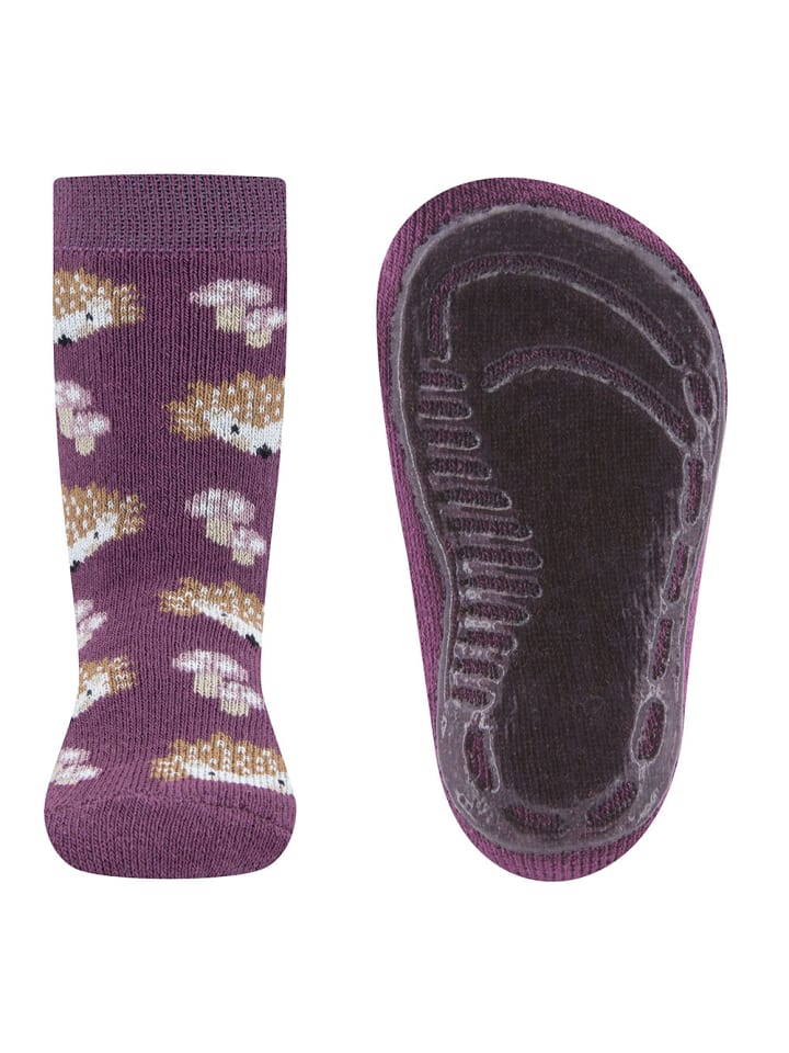 Stoppersocken Igel in .aubergine