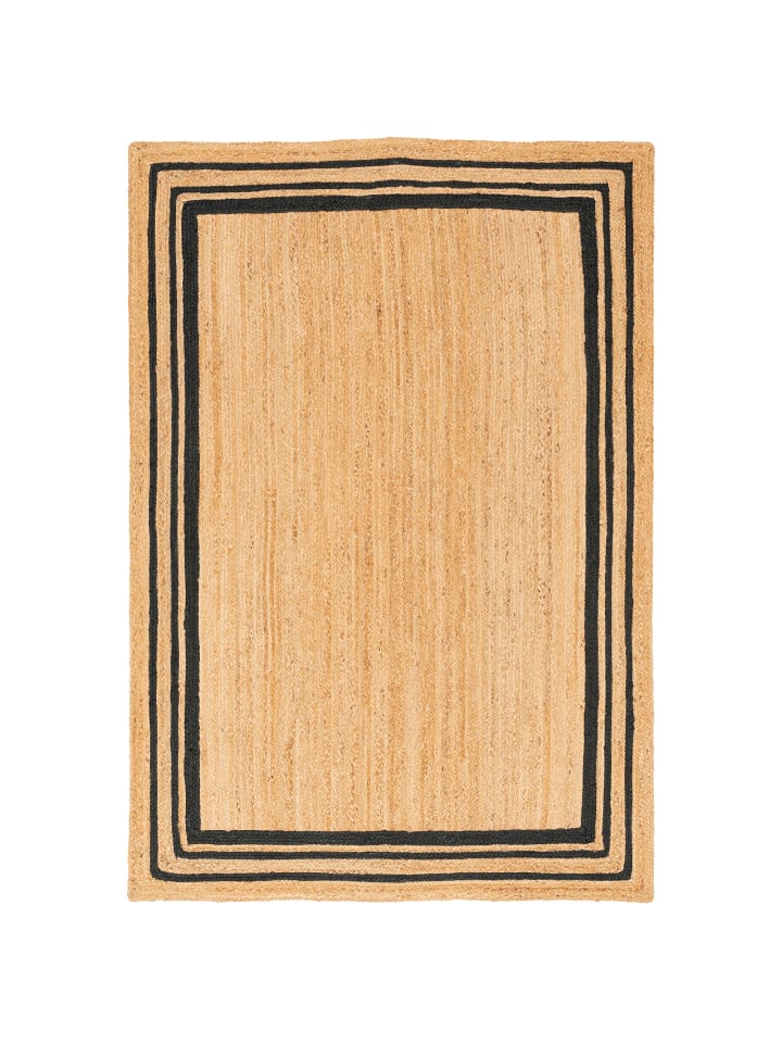 Jute Teppich Salsa Bordüre in anthrazit
