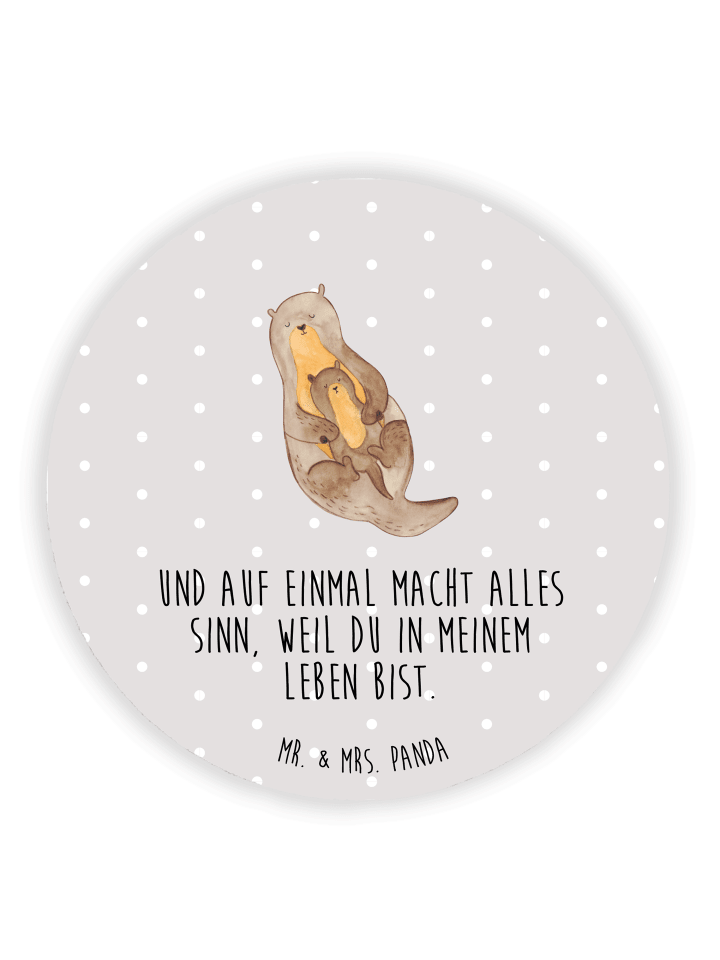 Kühlschrankmagnet Otter Kind mit Spruch in Grau Pastell