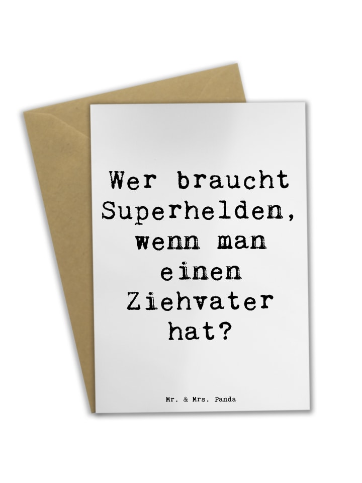 Grußkarte Ziehvater Held mit Spruch in Weiß