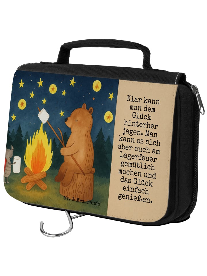 Kulturbeutel Bär & Marienkäfer Lagerfeuer Desig... in Weiß