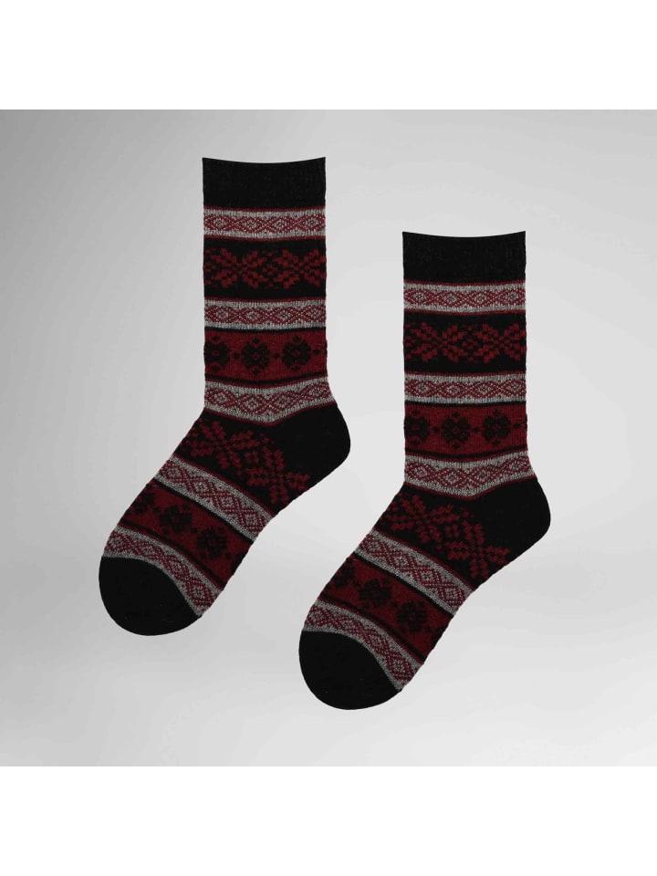 Socken Cozy Nordic gemustert in Black