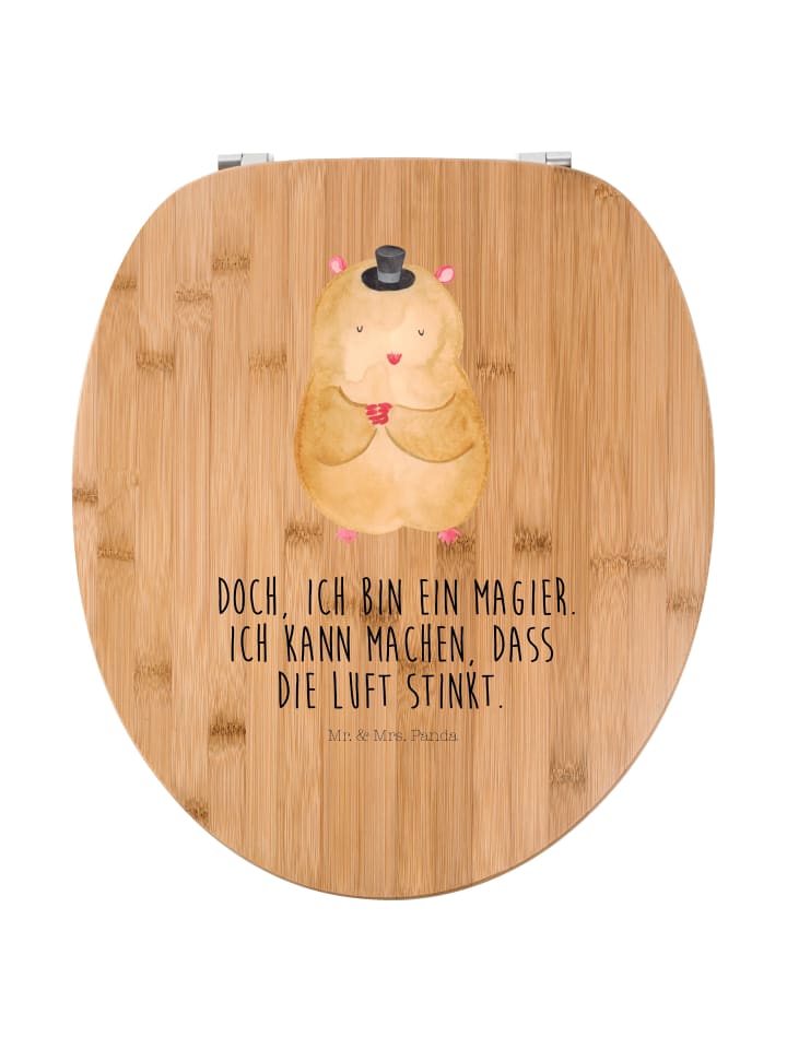 Toilettendeckel Hamster Hut mit Spruch in Braun