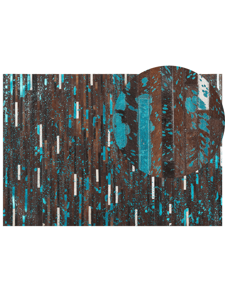 Patchwork KISIR in Braun/Weiß/Blau - (W) 160 x (H) 1 x (L) 230 cm