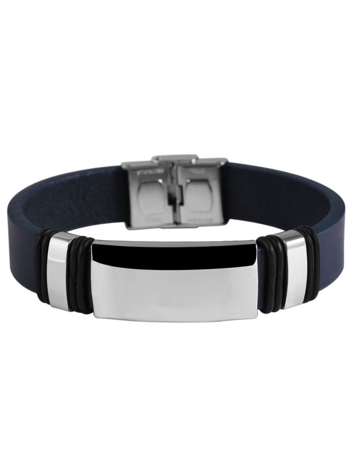 Unisex Armband aus Leder 21 cm in blau