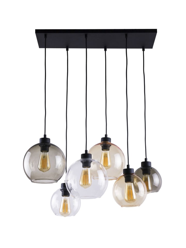 Pendelleuchte (B)74 x (T)80 cm in Schwarz Bernstein Graphit Klar