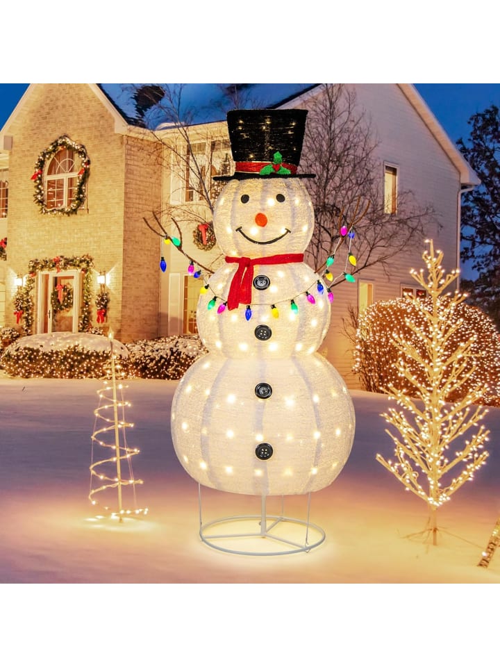 180 cm LED Schneemann beleuchtet in Weiß