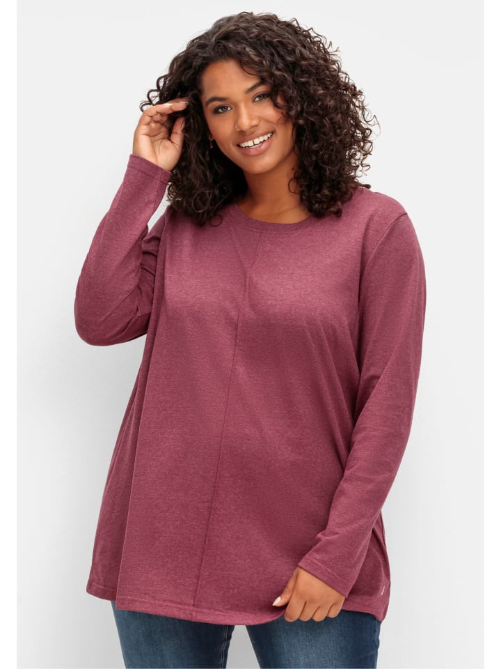 Langarmshirt in brombeer-meliert