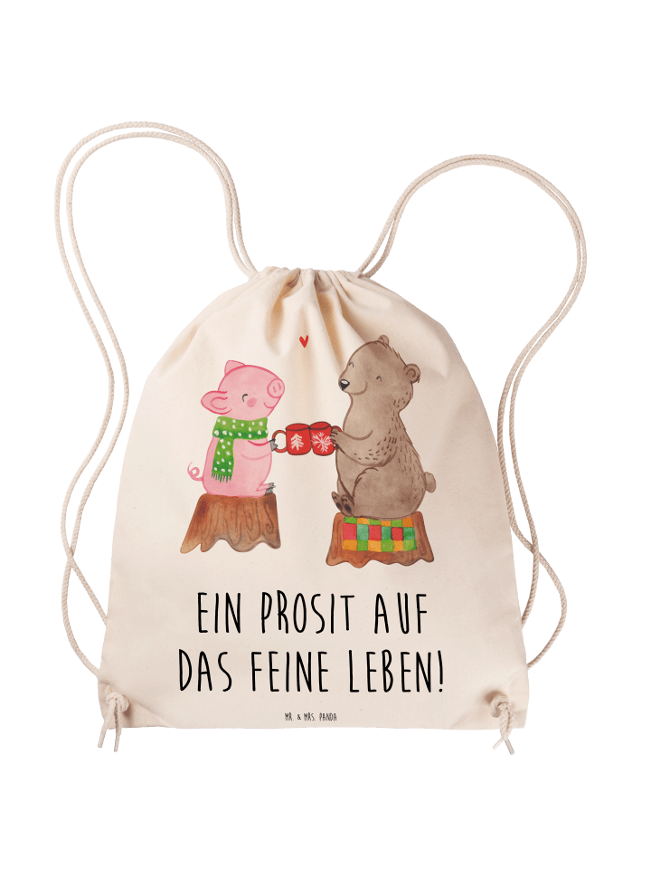 Turnbeutel Glühschwein Sause mit Spruch in Creme