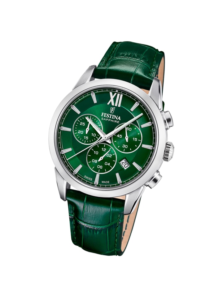 Chronograph-Armbanduhr Festina Swiss Made grün groß (ca. 41mm)
