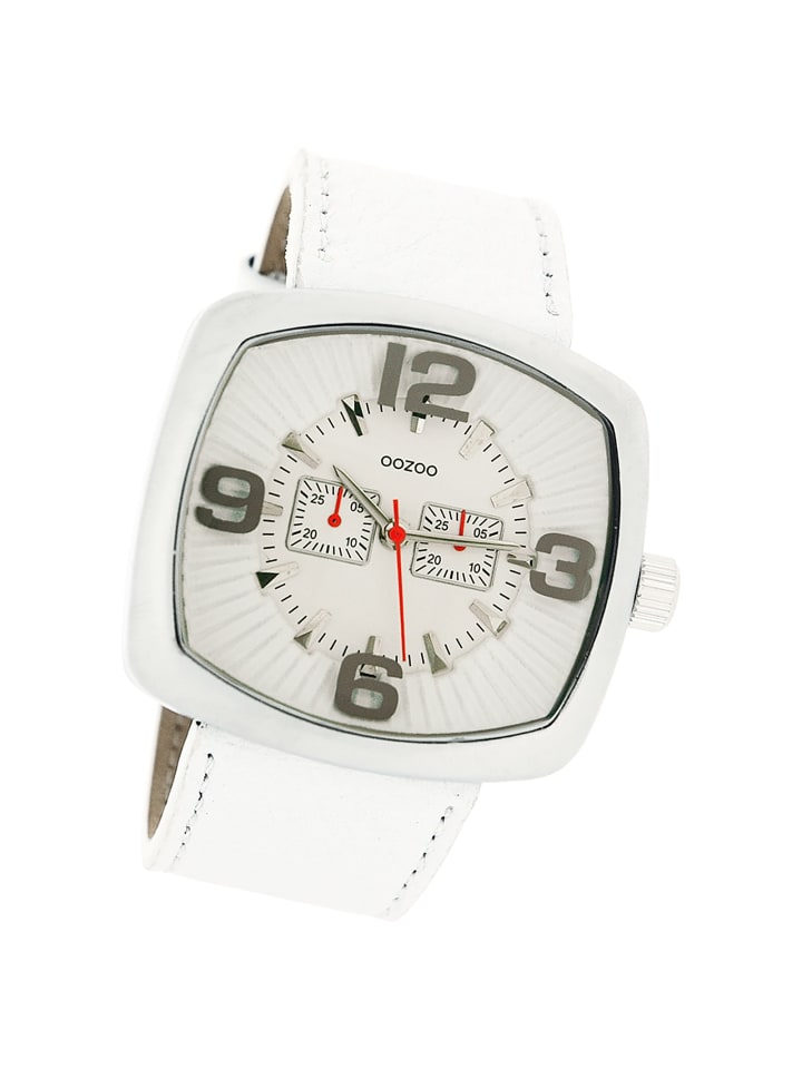 Analog-Armbanduhr Oozoo Timepieces weiß extra groß (ca. 45x43mm)