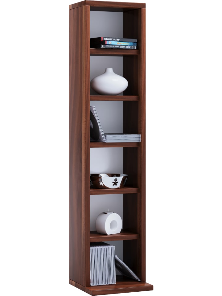 Holz CD DVD Stand Aufbewahrung Deko Regal Elementa in Kern-Nussbaum