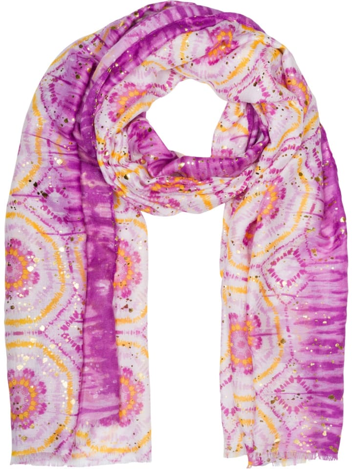 Schal mit Batik Muster in Violett-Gelb