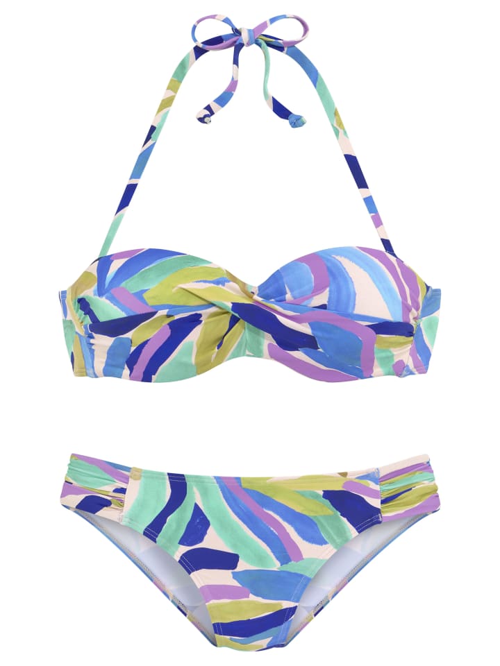 Bügel-Bandeau-Bikini in blau-grün