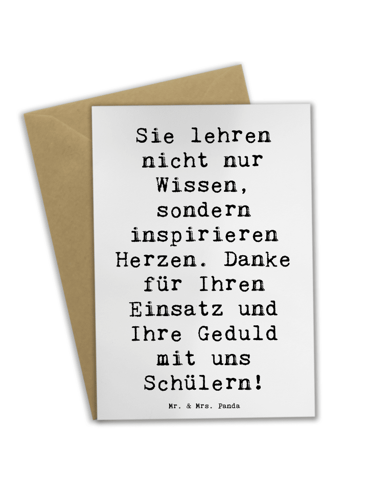 Grußkarte Spruch Danke Lehrer mit Spruch in Weiß