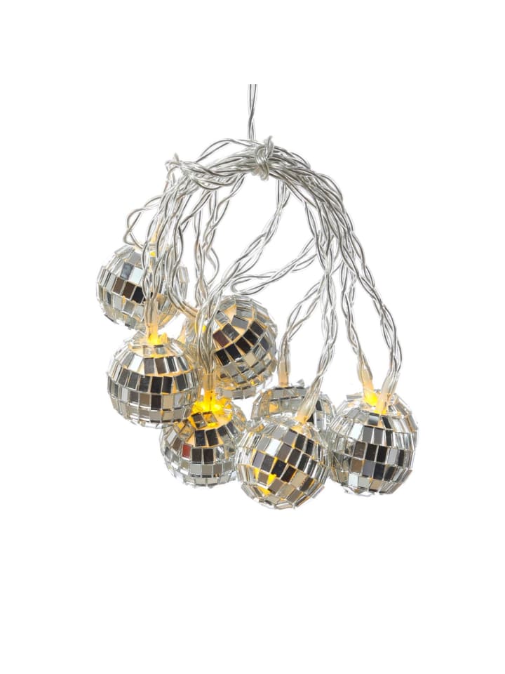 LED Lichterkette Diskokugel 10 kleine Spiegelkugeln L: 1,35m in silber