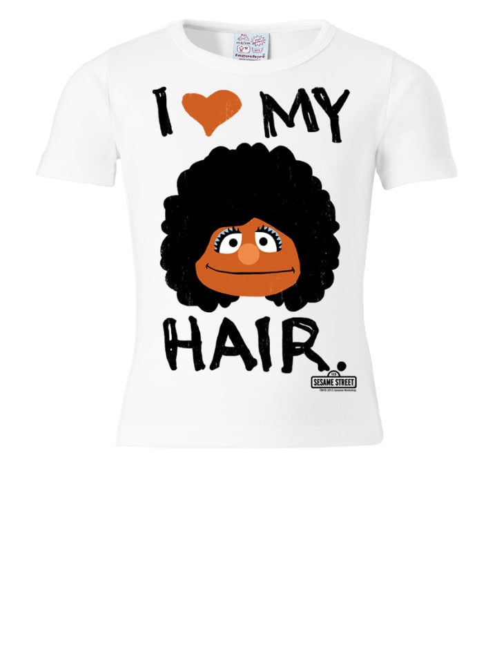 T-Shirt I Love My Hair in altweiß