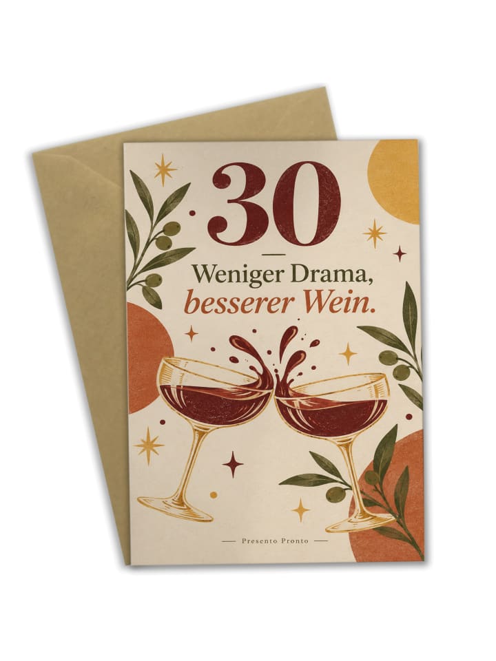 Geburtstagskarte 30. Geburtstag Gläser festlich... in Weiß