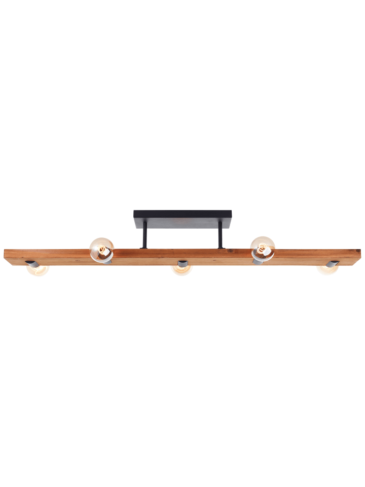Deckenlampe, E27, 115 x 12,5 cm, Holz/Metall, braun/schwarz