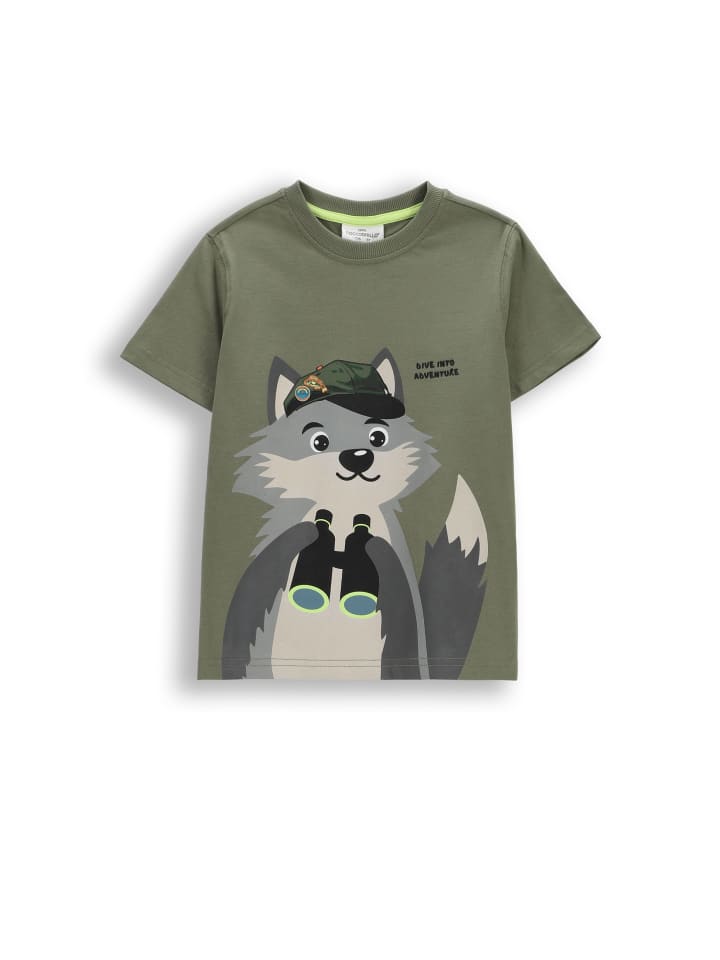 Baumwoll-t-shirt mit kurzen Ärmeln in grün