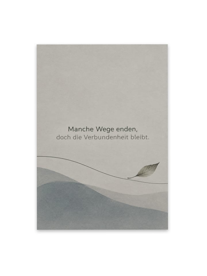 Kondolenzkarte Blatt minimalistisch Design mit ... in Weiß