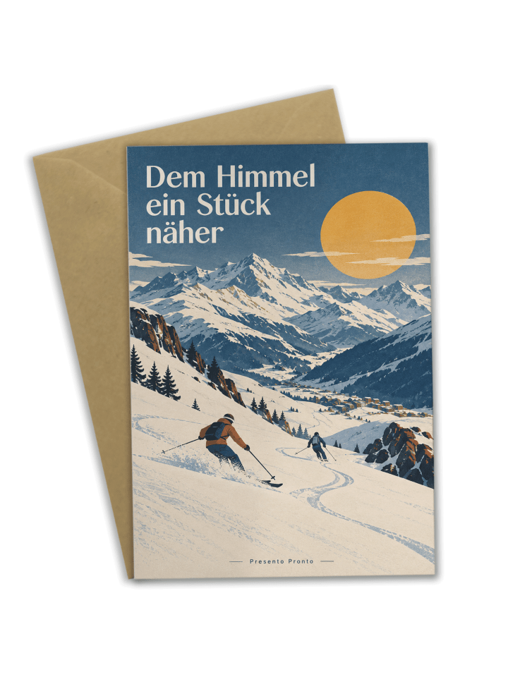 Grußkarte Berg alpin Design mit Spruch in Weiß