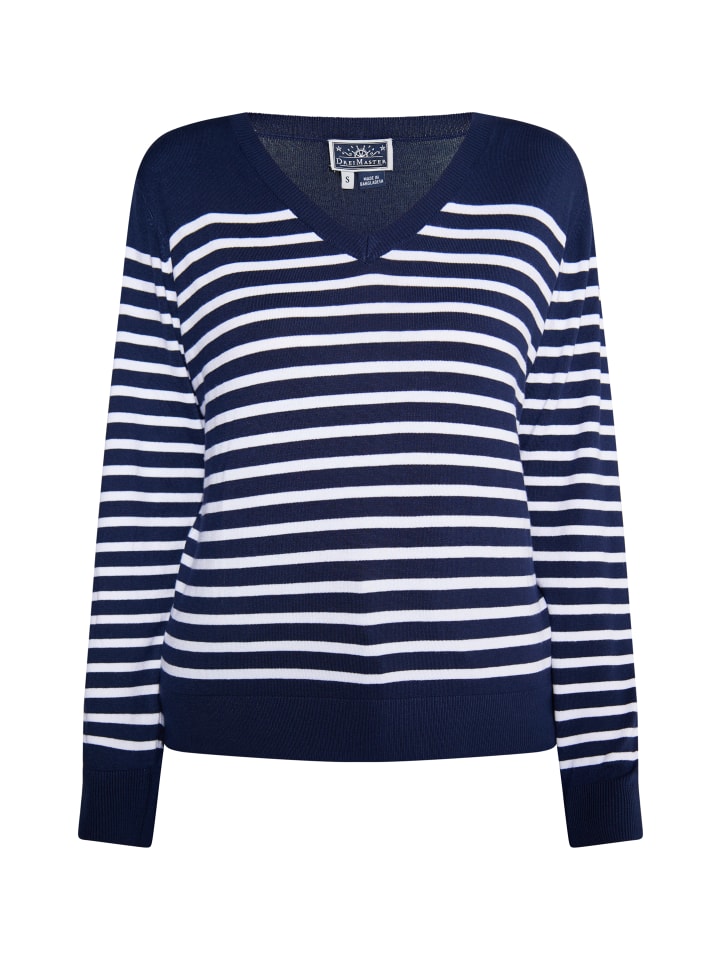 Damen Strickpullover in Marine Weiss