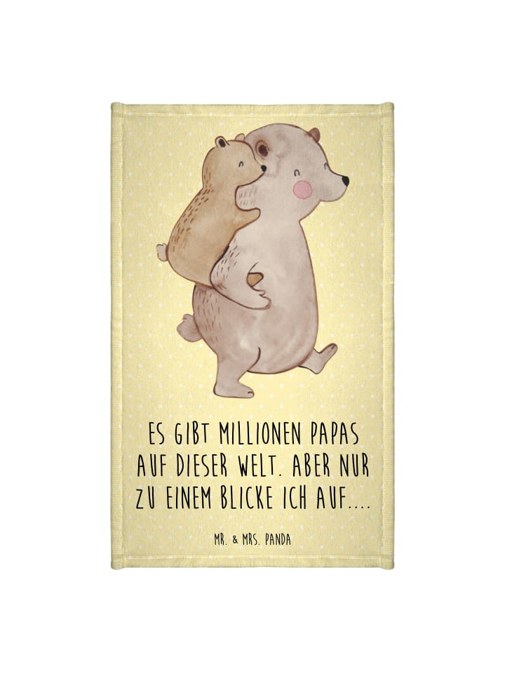 Handtuch Papa Bär mit Spruch in Gelb Pastell
