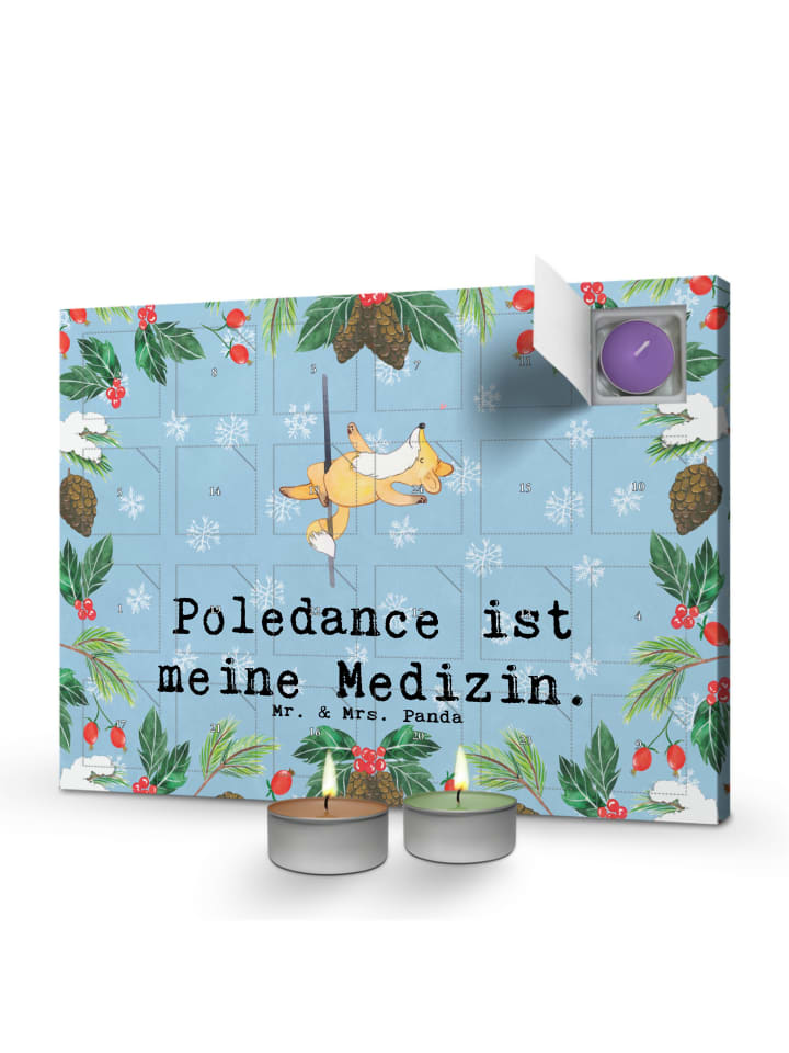 Adventskalender Fuchs PoledanZeichen mit Spruch in Eisblau