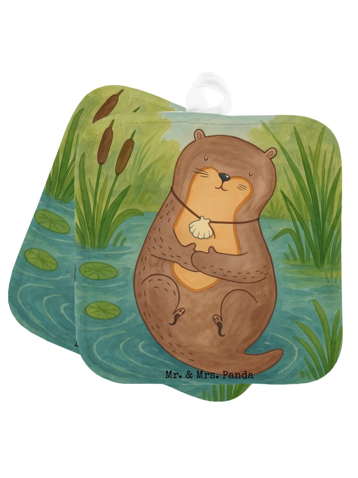 2er Set Topflappen  Otter Muschel Design ohne S... in Weiß