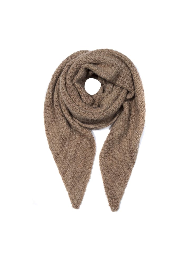 Meliertes Dreieckstuch Strukturstricklook in Taupe