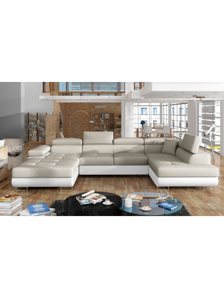 Rodri Recamiere Rechts in Beige - (L) 202 x (B) 345 x (H) 90 cm