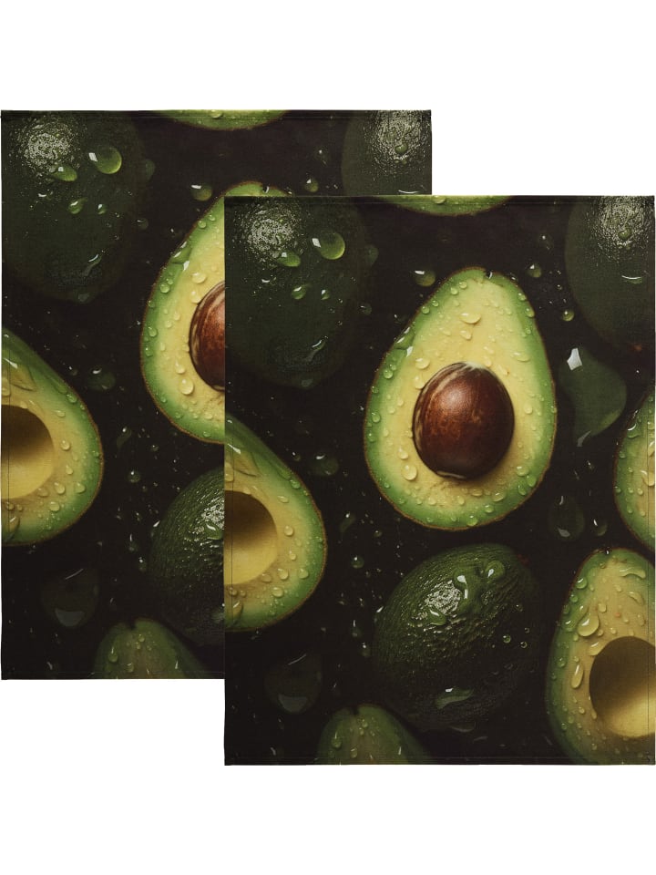 Baumwolle Geschirrtuch 2er-Pack in Avocado
