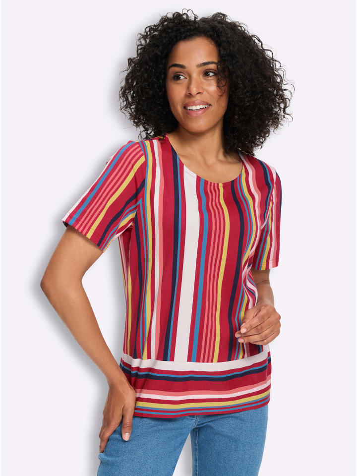 Kurzarm-Shirt in erdbeere-marine-bedruckt