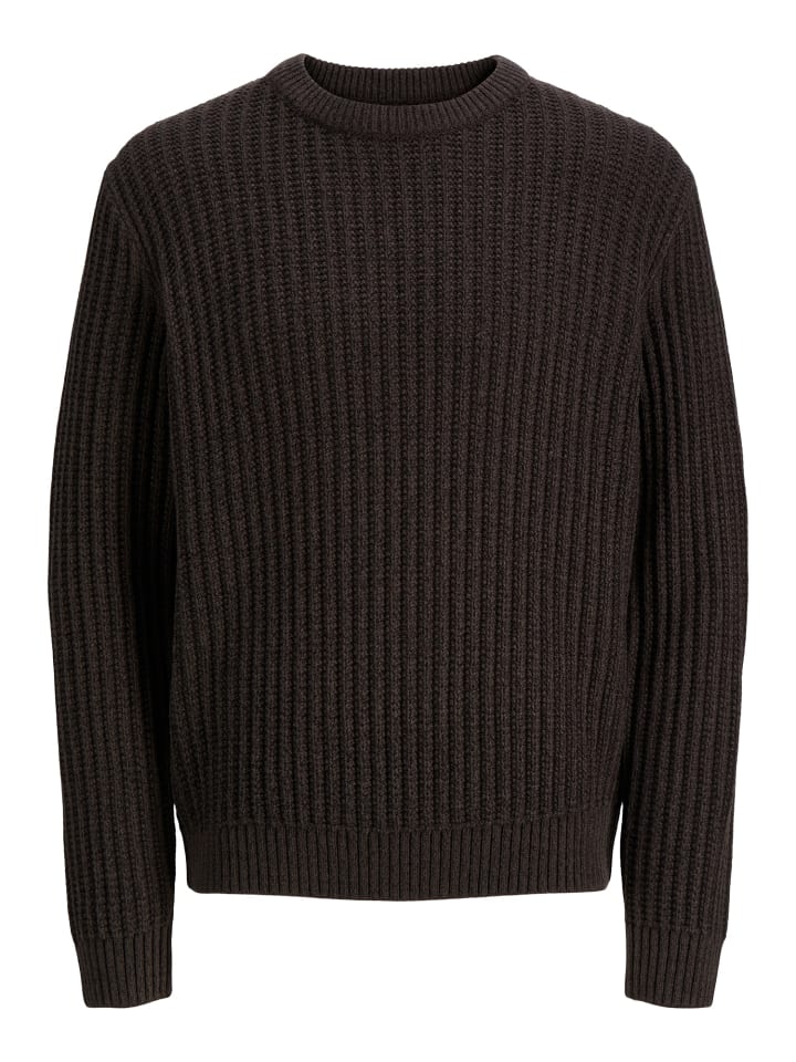 Strickpullover Grobstrick Rundhals Jjjaxon in mulch twisted black