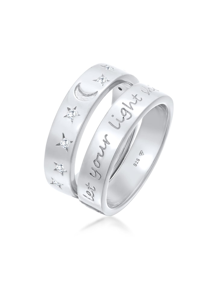 Ring 925 Sterling Silber Halbmond, Sterne, Stern in Silber
