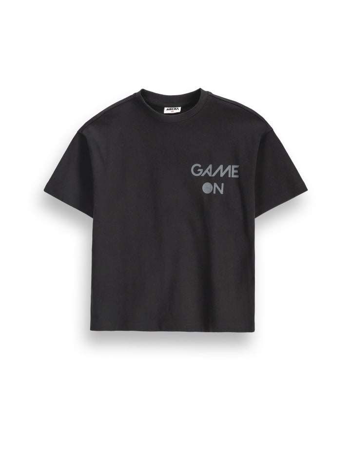 Baumwoll-T-Shirt mit kurzen Ärmeln in schwarz