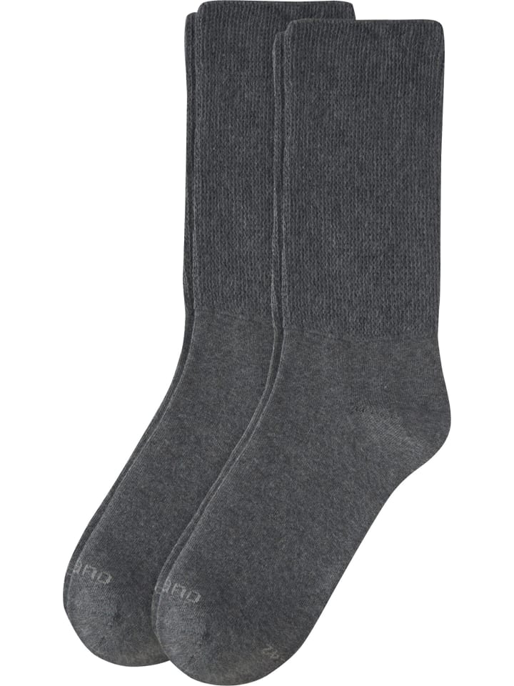 Baumwolle Unisex-Socken 2 Paar mit Softbund in grau meliert