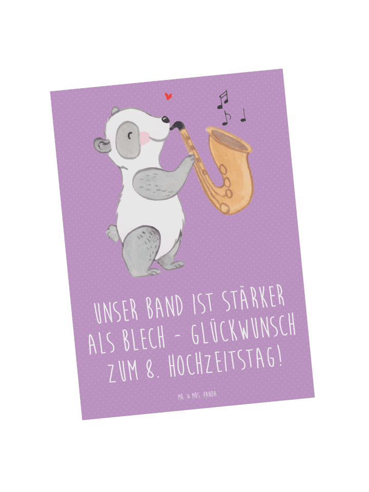 Postkarte 8. Hochzeitstag Blechhochzeit mit Spruch in Lavendeltraum