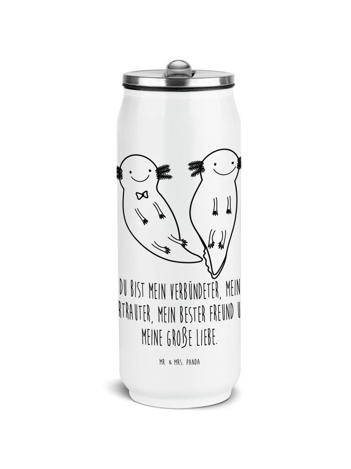 Wasserflasche Axolotl Freundin mit Spruch in Weiß