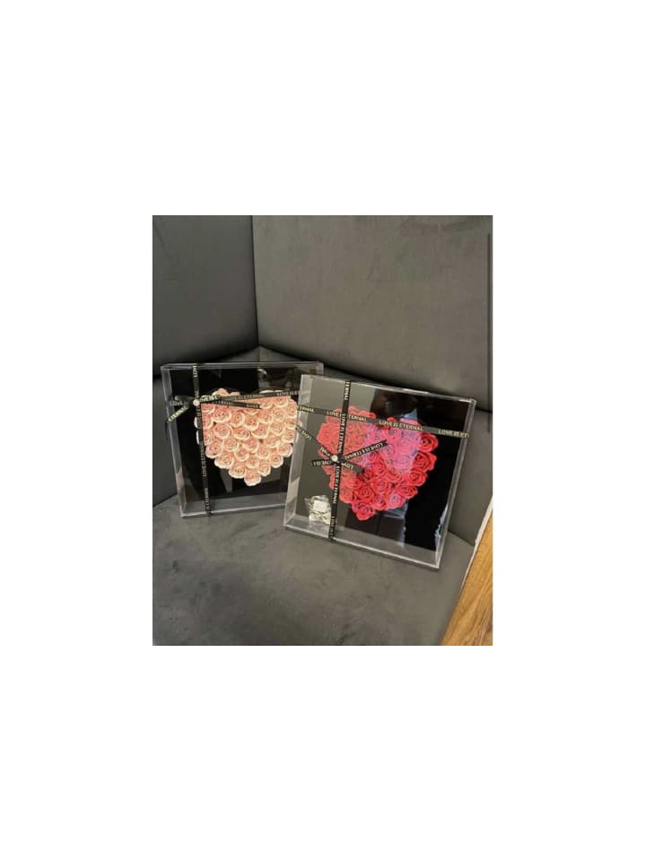 Herz aus Rosen mit LED-Licht 30×30×10cm Rot Box in Rot