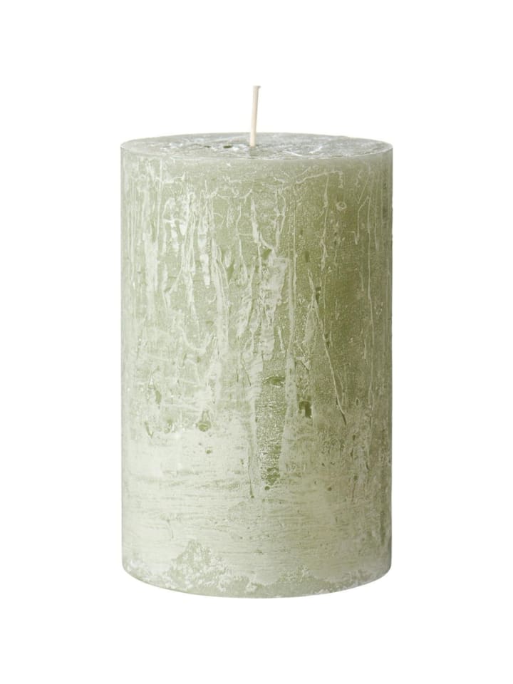 Rustikale Stumpenkerze mit Textur Ø 9,6 cm in green tea