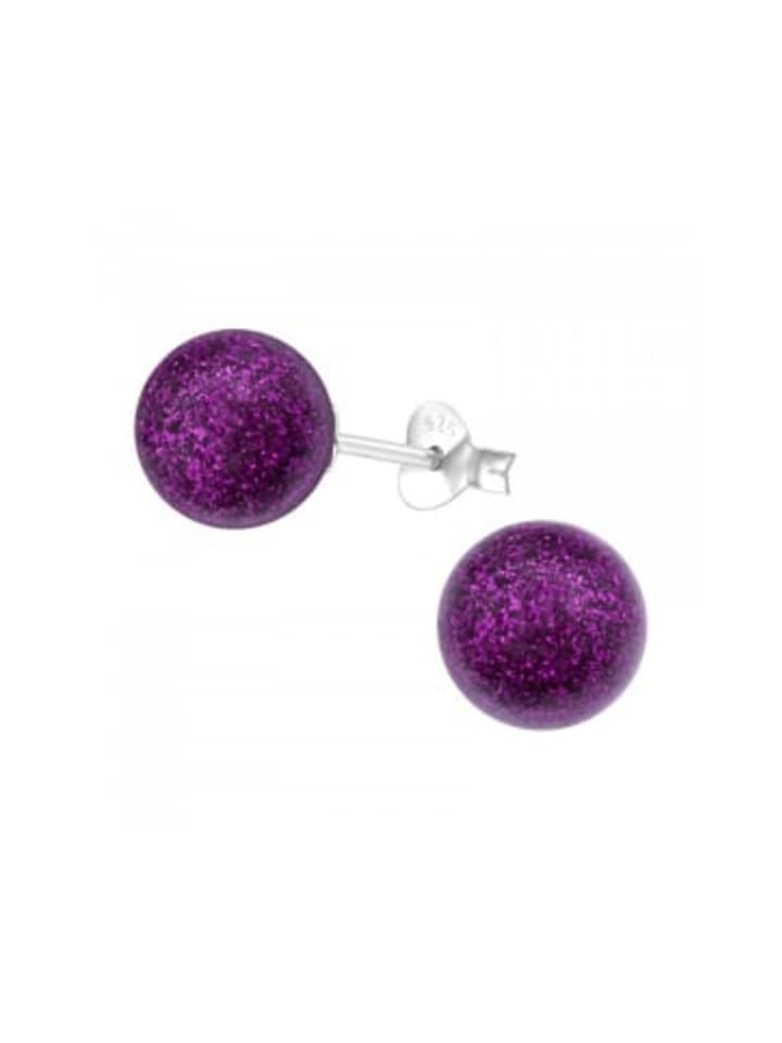 Ohrstecker PERLE classic 8 mm lila in 925 Sterling Silber, 2-tlg.