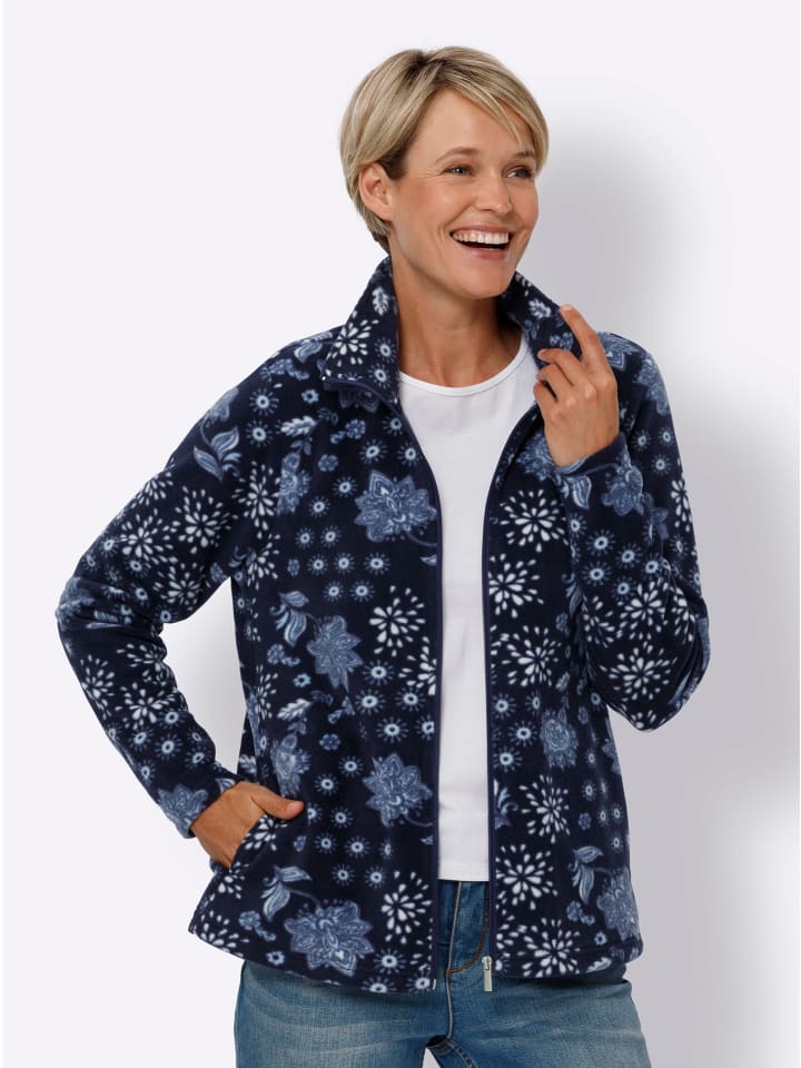 Fleece-Jacke in marine-eisblau-bedruckt