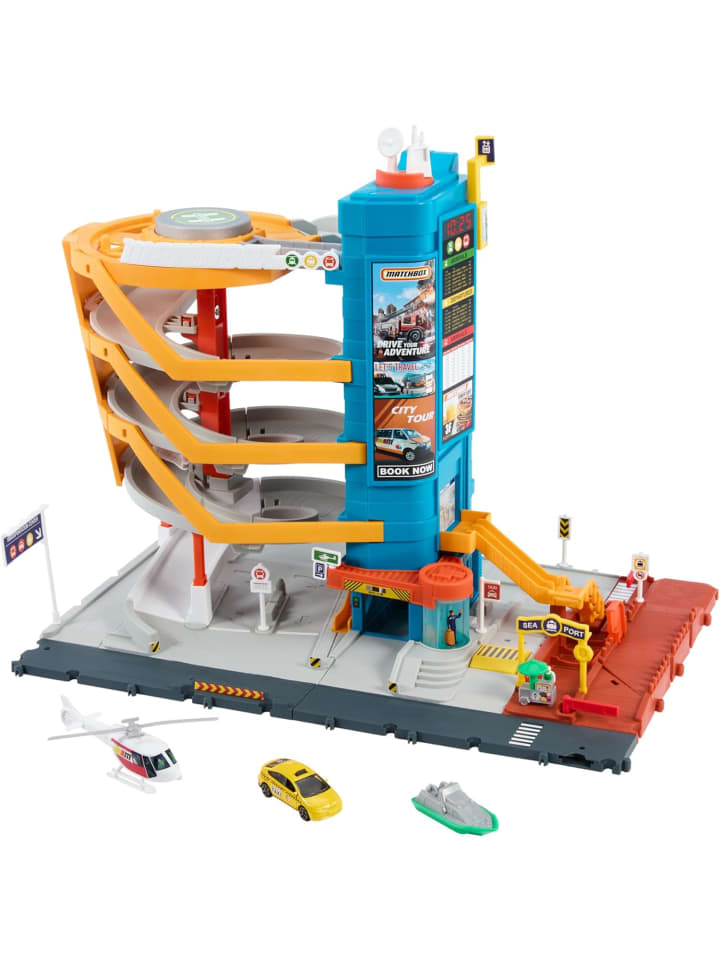 Matchbox Spielzeugautos Spielset Parkhaus Garage 5 Etagen + Funktionen 1:64 3+