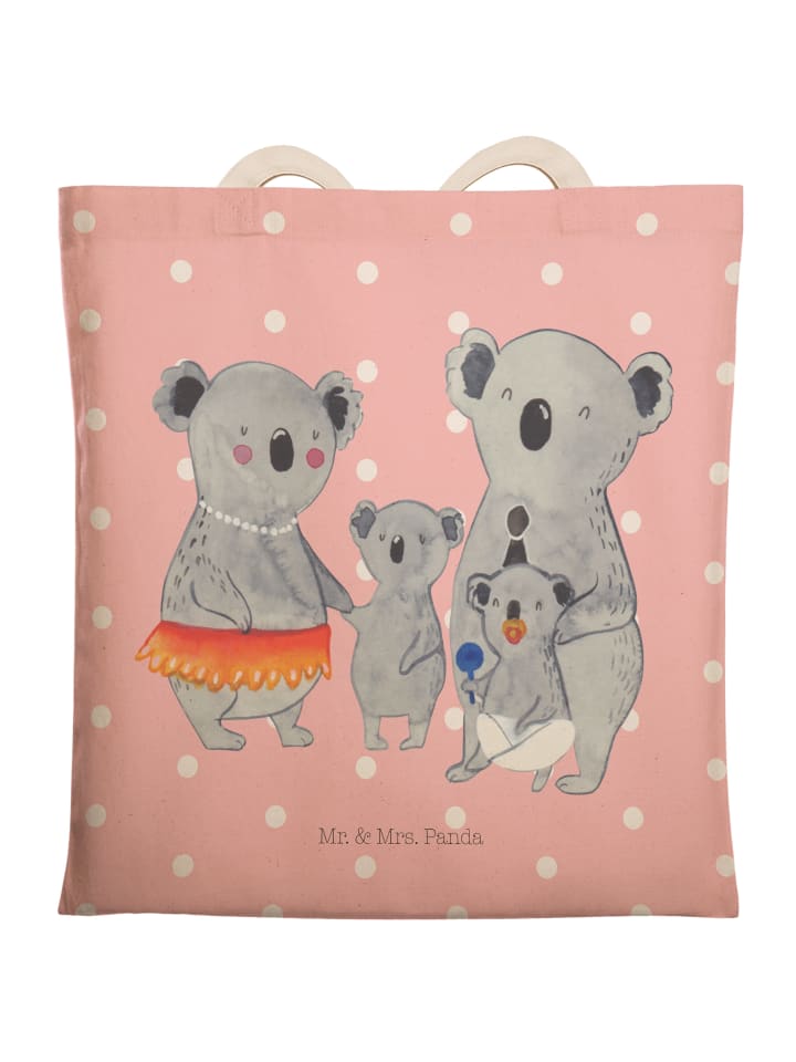 Tote Bag Koala Familie ohne Spruch in Rot Pastell