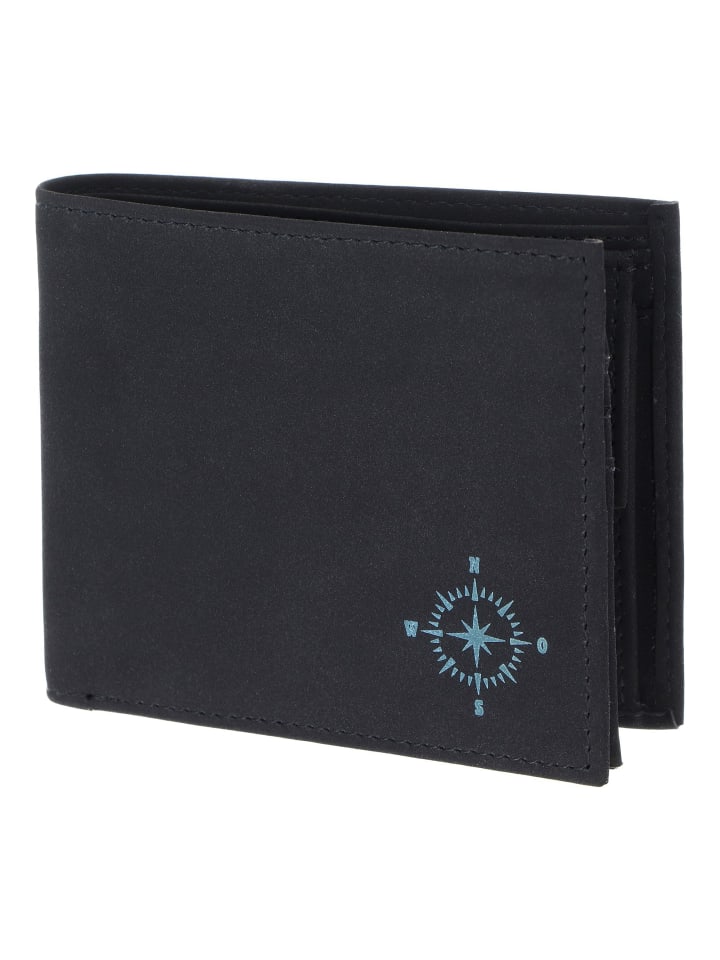 New Cryptan Geldbörse RFID Schutz 12 cm schwarz-windrose 2.0 cyan